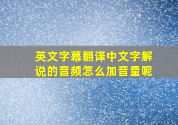 英文字幕翻译中文字解说的音频怎么加音量呢