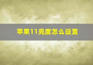 苹果11亮度怎么设置