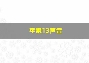 苹果13声音