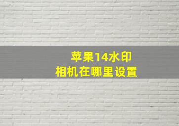 苹果14水印相机在哪里设置