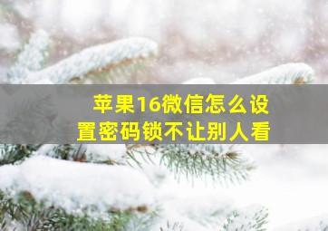 苹果16微信怎么设置密码锁不让别人看