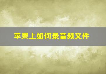 苹果上如何录音频文件