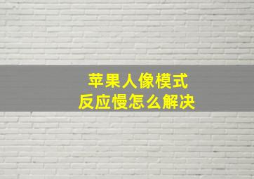 苹果人像模式反应慢怎么解决