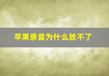 苹果录音为什么放不了