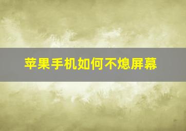 苹果手机如何不熄屏幕