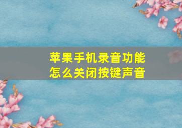 苹果手机录音功能怎么关闭按键声音