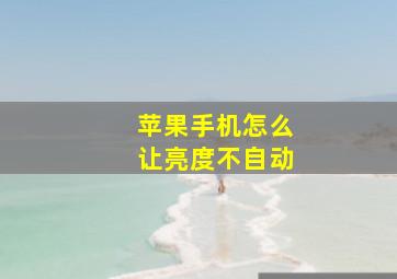 苹果手机怎么让亮度不自动