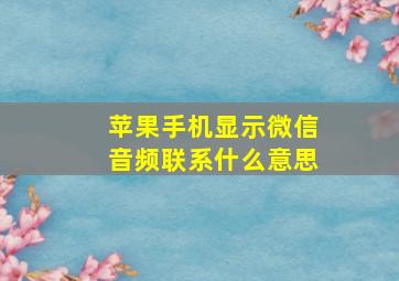 苹果手机显示微信音频联系什么意思