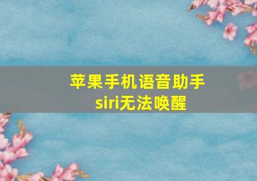 苹果手机语音助手siri无法唤醒