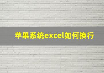 苹果系统excel如何换行