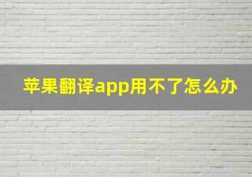 苹果翻译app用不了怎么办