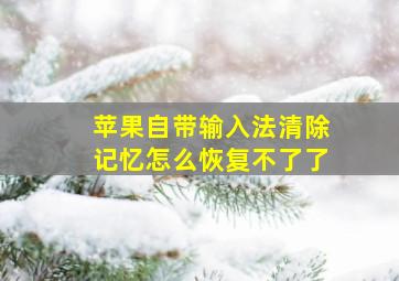 苹果自带输入法清除记忆怎么恢复不了了