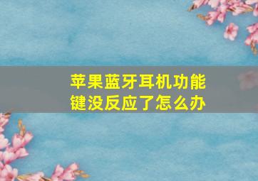 苹果蓝牙耳机功能键没反应了怎么办