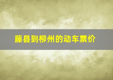 藤县到柳州的动车票价