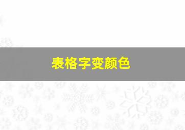 表格字变颜色