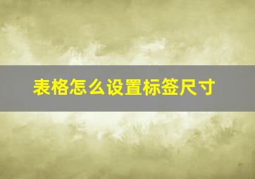 表格怎么设置标签尺寸