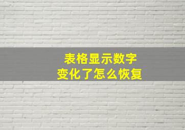 表格显示数字变化了怎么恢复