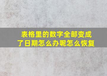 表格里的数字全部变成了日期怎么办呢怎么恢复