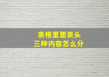 表格里面表头三种内容怎么分