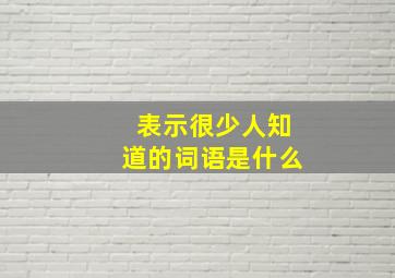 表示很少人知道的词语是什么