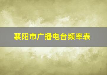 襄阳市广播电台频率表