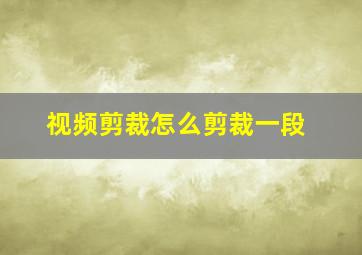 视频剪裁怎么剪裁一段