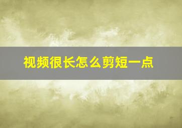 视频很长怎么剪短一点