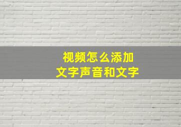 视频怎么添加文字声音和文字