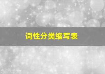 词性分类缩写表