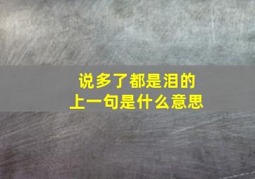 说多了都是泪的上一句是什么意思