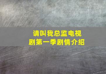 请叫我总监电视剧第一季剧情介绍