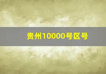 贵州10000号区号