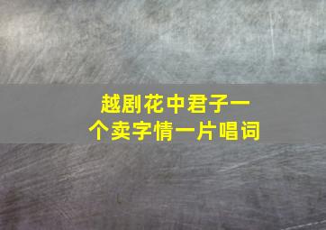 越剧花中君子一个卖字情一片唱词