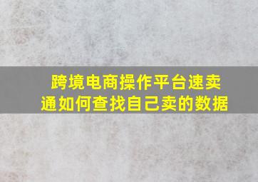 跨境电商操作平台速卖通如何查找自己卖的数据