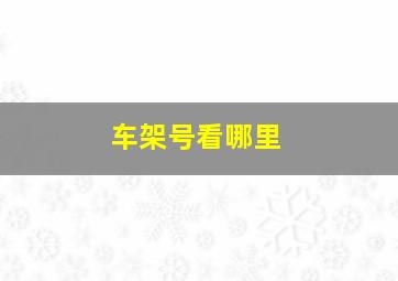 车架号看哪里