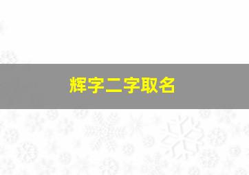 辉字二字取名