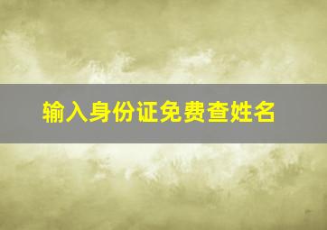 输入身份证免费查姓名