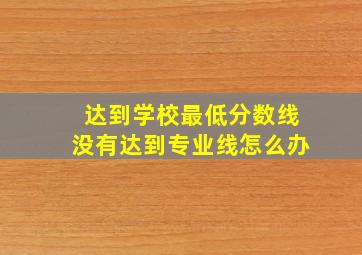 达到学校最低分数线没有达到专业线怎么办