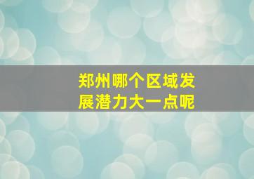 郑州哪个区域发展潜力大一点呢