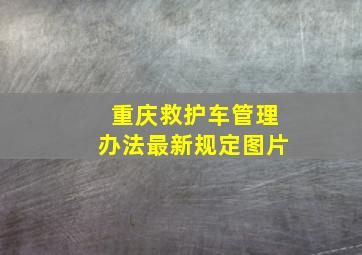 重庆救护车管理办法最新规定图片