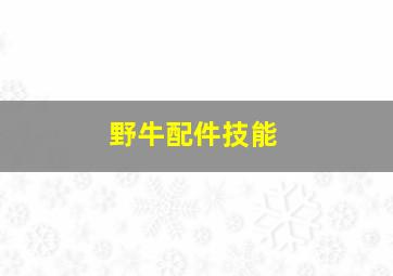 野牛配件技能