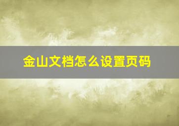 金山文档怎么设置页码