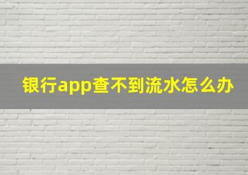 银行app查不到流水怎么办