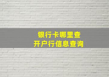 银行卡哪里查开户行信息查询