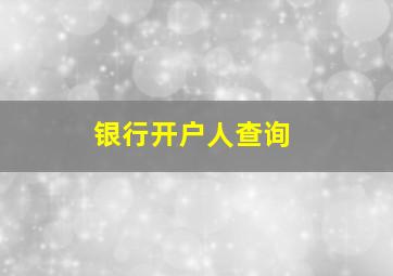 银行开户人查询