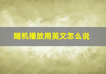 随机播放用英文怎么说