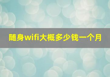 随身wifi大概多少钱一个月