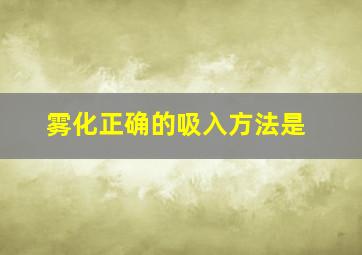 雾化正确的吸入方法是