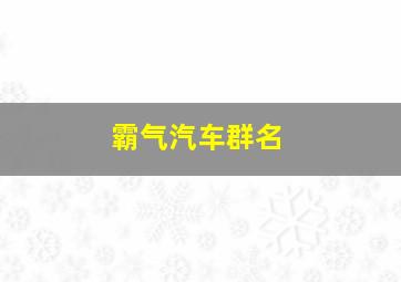 霸气汽车群名