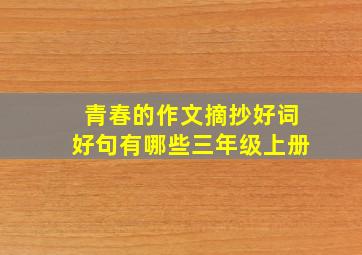 青春的作文摘抄好词好句有哪些三年级上册